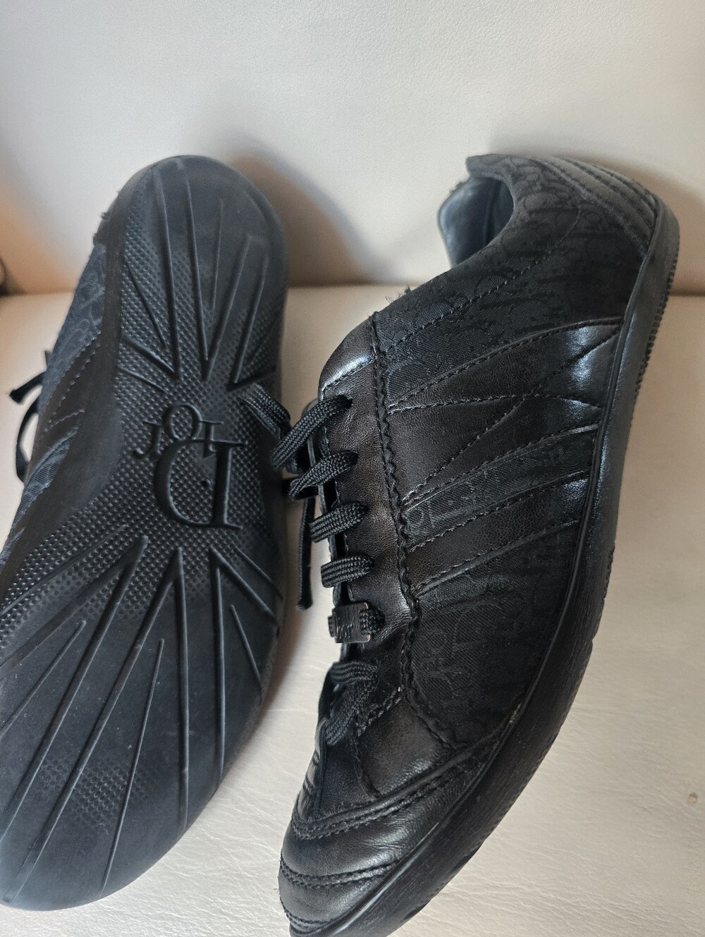 Dior Black Leather Sneakers with Silver Logo Plaques - Picture 7 of 7